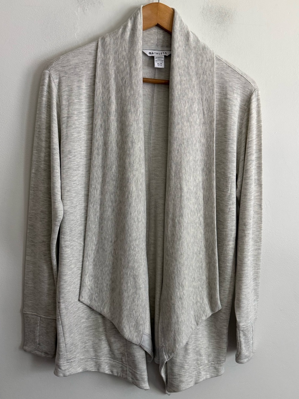 NWT Athleta Pranayama Wrap Cardigan Light Gray XS Open Front